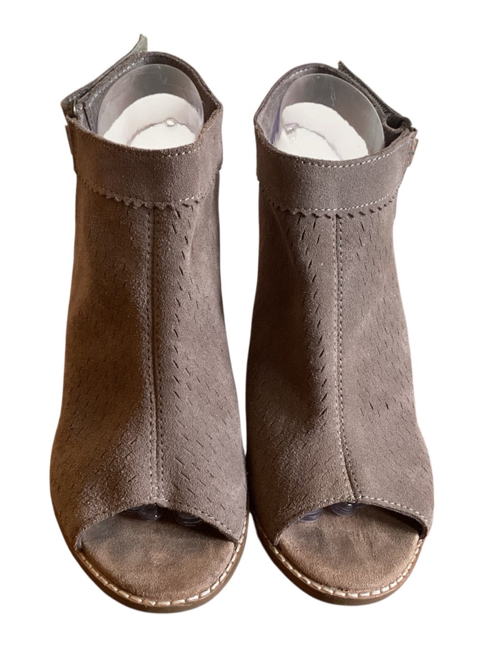 TOMS Grenada Taupe Suede Open-Toe Block Heel Sandal Size 8 - Picture 5 of 8